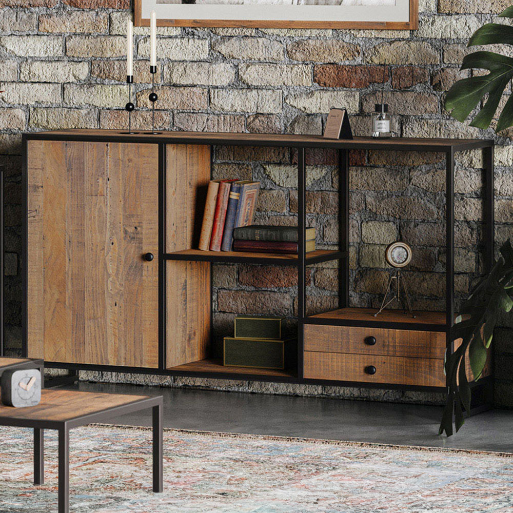 Baumhaus Ooki Single Door 2 Drawer Funky Open Console Table