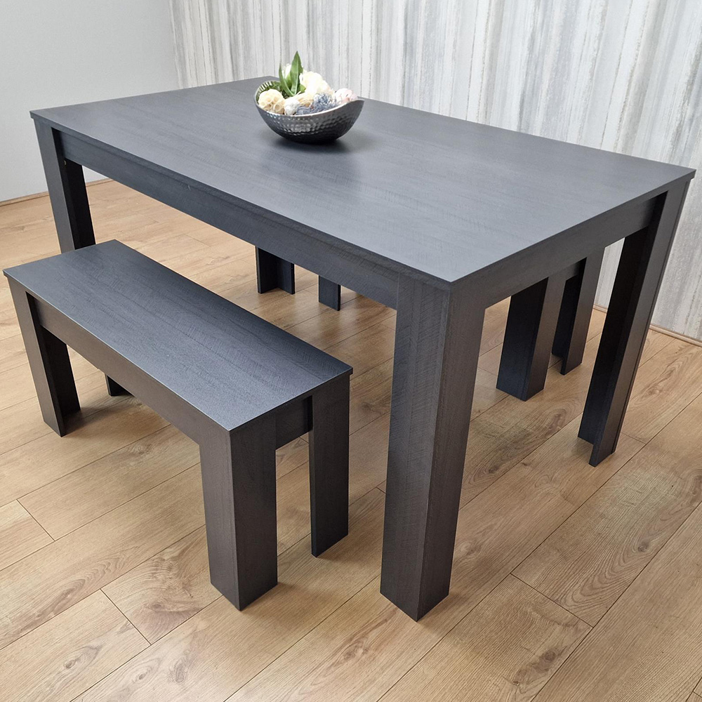 Kosy Koala 4 Seater Dining Bench Set Black and Dark Grey