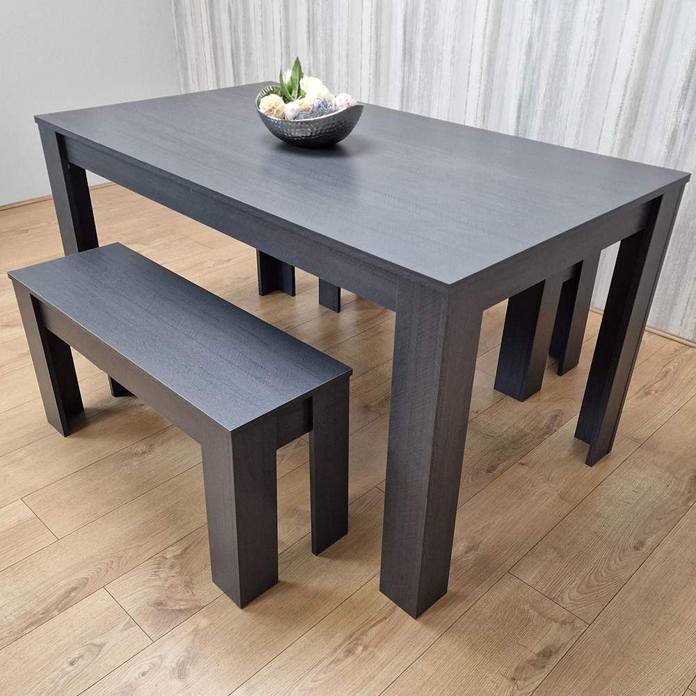 Kosy Koala 4 Seater Arrow Design Dining Bench Set Charcoal and Grey