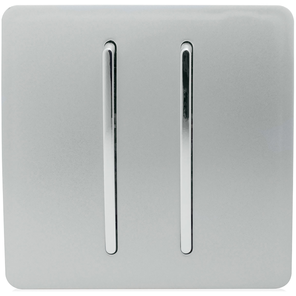 Trendi Switch 2 Gang 10amp 1 or 2 Way Platinum Silver Rocker Light Switch