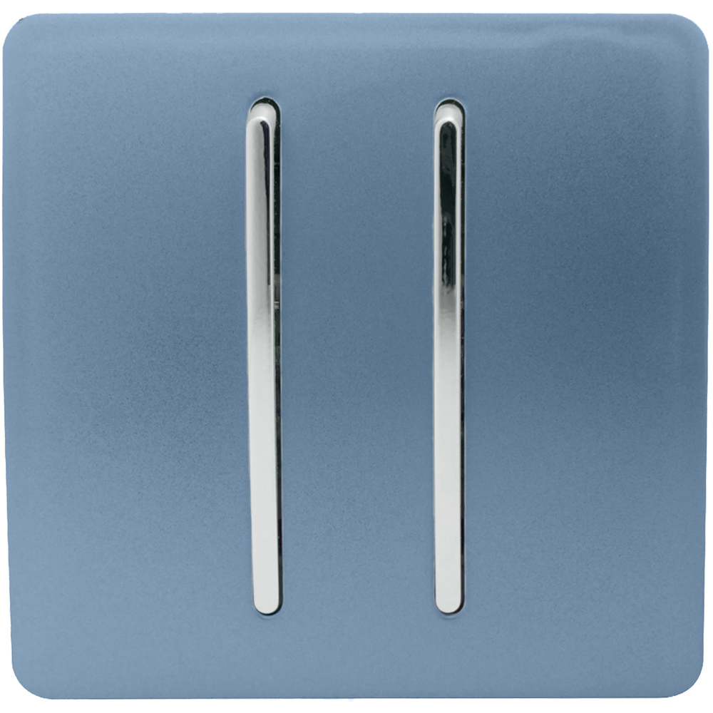 Trendi Switch 2 Gang 10amp 1 or 2 Way Sky Blue Rocker Light Switch