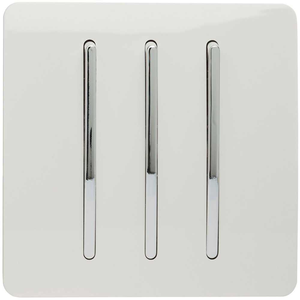 Trendi Switch 3 Gang 10amp 1 or 2 Way Ice White Rocker Light Switch