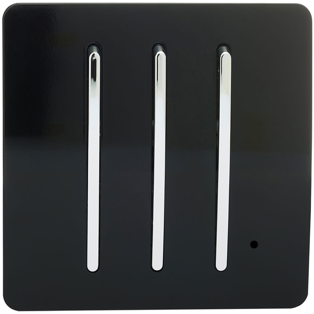 Trendi Switch 3 Gang 10amp 1 or 2 Way Piano Black Rocker Light Switch
