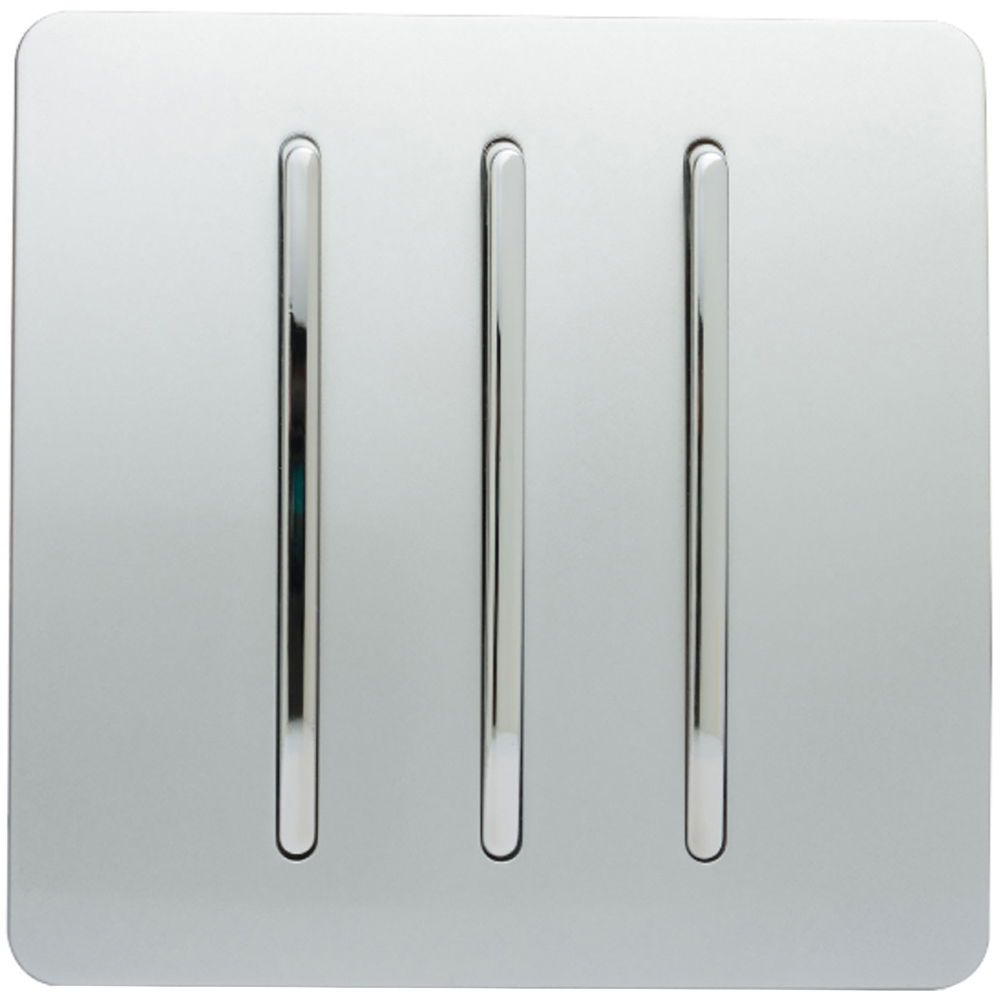 Trendi Switch 3 Gang 10amp 1 or 2 Way Platinum Silver Rocker Light Switch