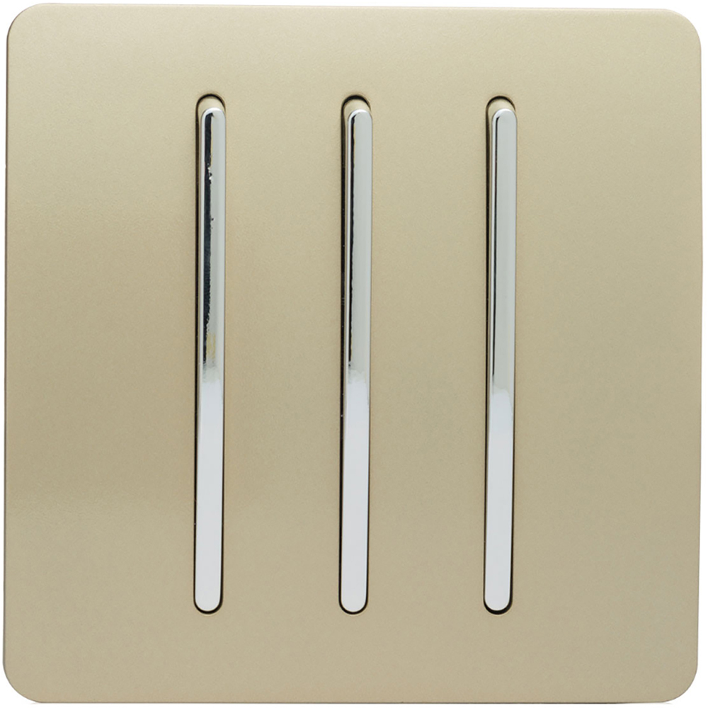 Trendi Switch 3 Gang 10amp 1 or 2 Way Champagne Gold Rocker Light Switch