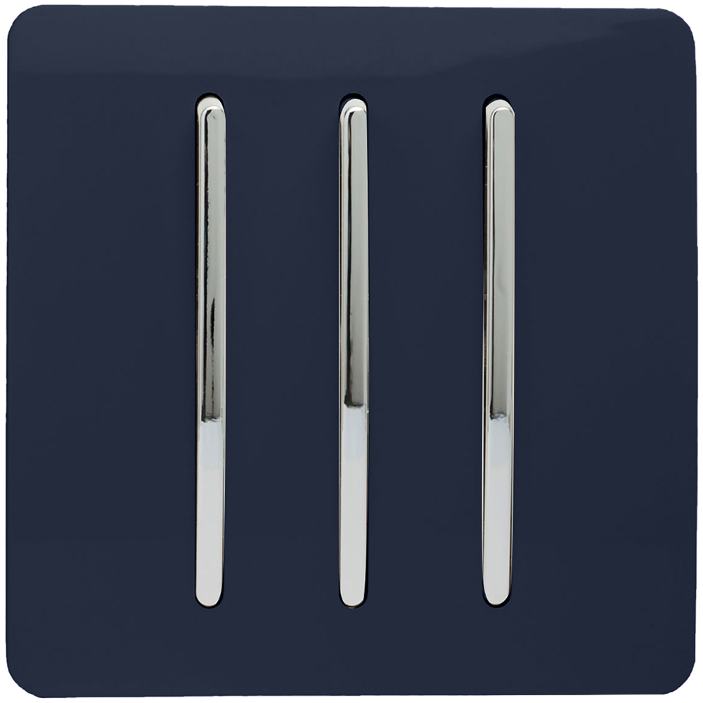 Trendi Switch 3 Gang 10amp 1 or 2 Way Navy Blue Rocker Light Switch