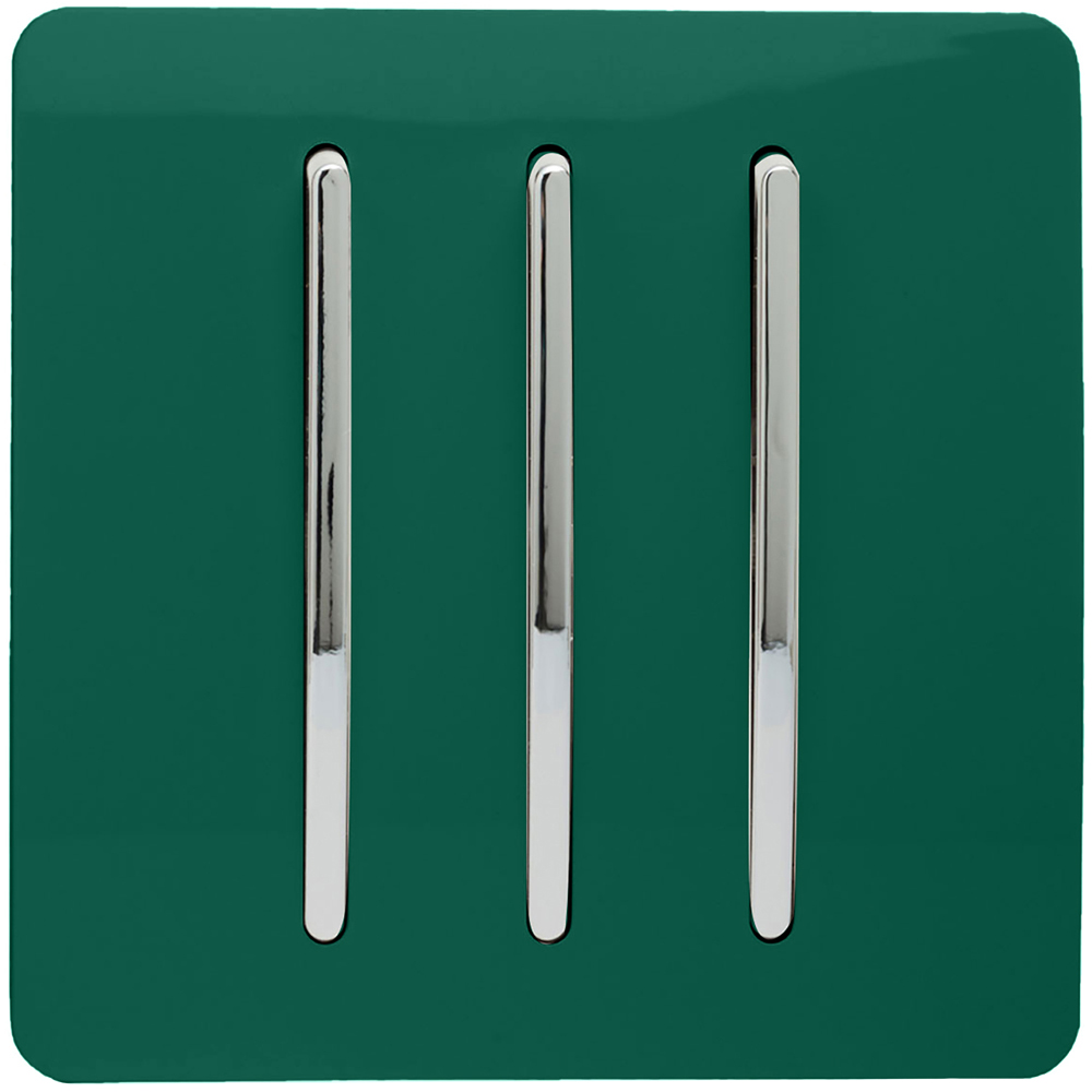 Trendi Switch 3 Gang 10amp 1 or 2 Way Dark Forest Green Rocker Light Switch