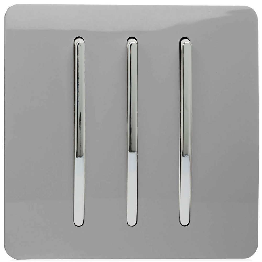 Trendi Switch 3 Gang 10amp 1 or 2 Way Light Grey Rocker Light Switch