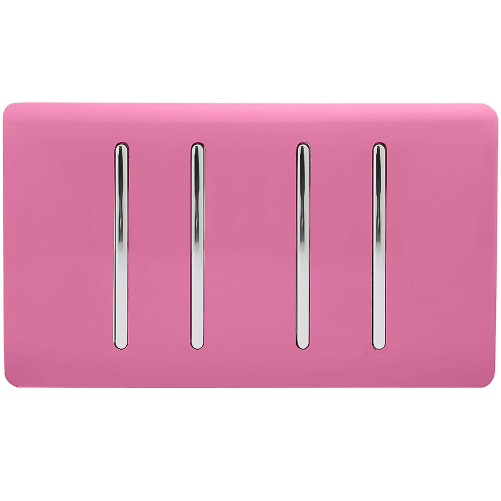 Trendi Switch 4 Gang 10amp 1 or 2 Way Candy Pink Light Switch
