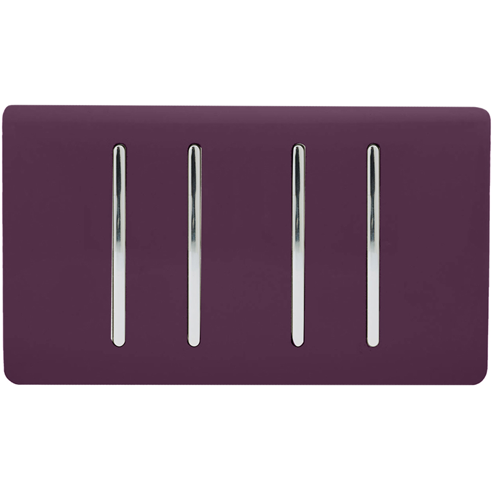 Trendi Switch 4 Gang 10amp 1 or 2 Way Plum Purple Light Switch
