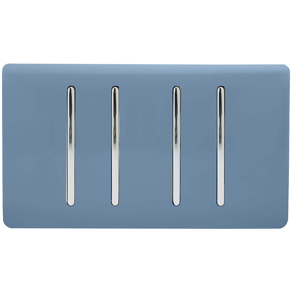 Trendi Switch 4 Gang 10amp 1 or 2 Way Sky Blue Light Switch