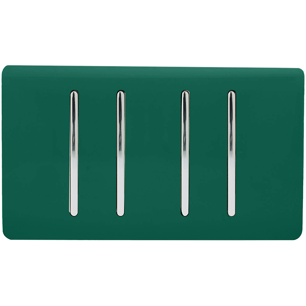 Trendi Switch 4 Gang 10amp 1 or 2 Way Dark Forest Green Light Switch