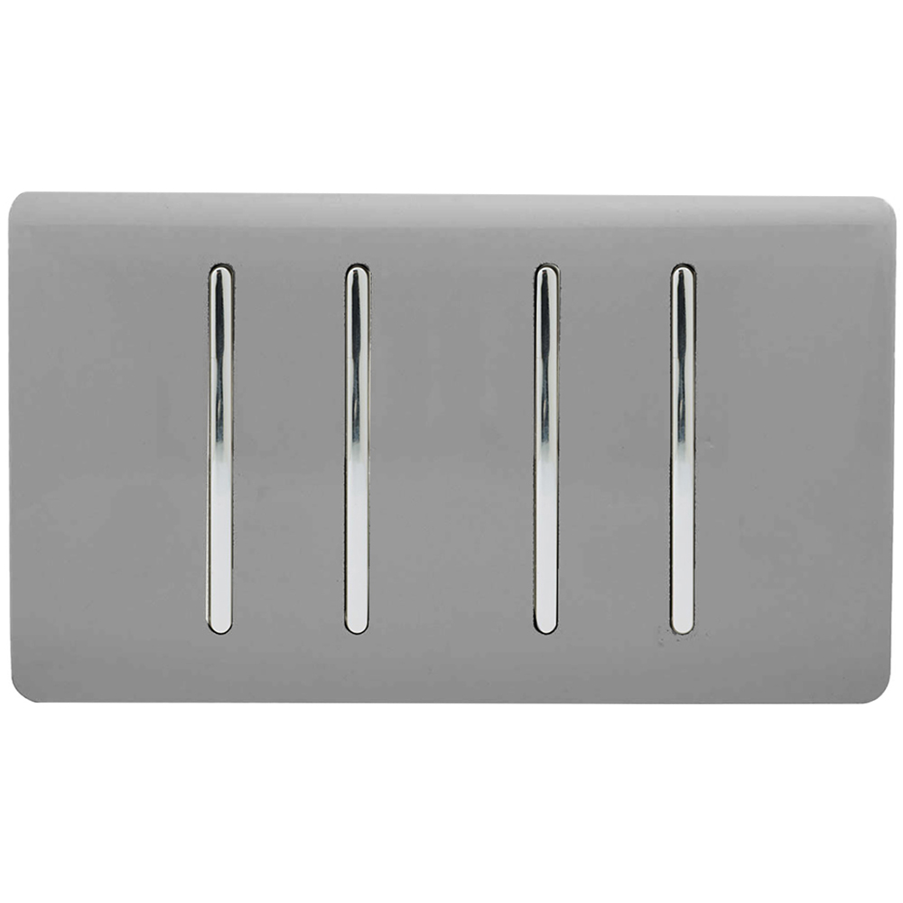 Trendi Switch 4 Gang 10amp 1 or 2 Way Light Grey Light Switch
