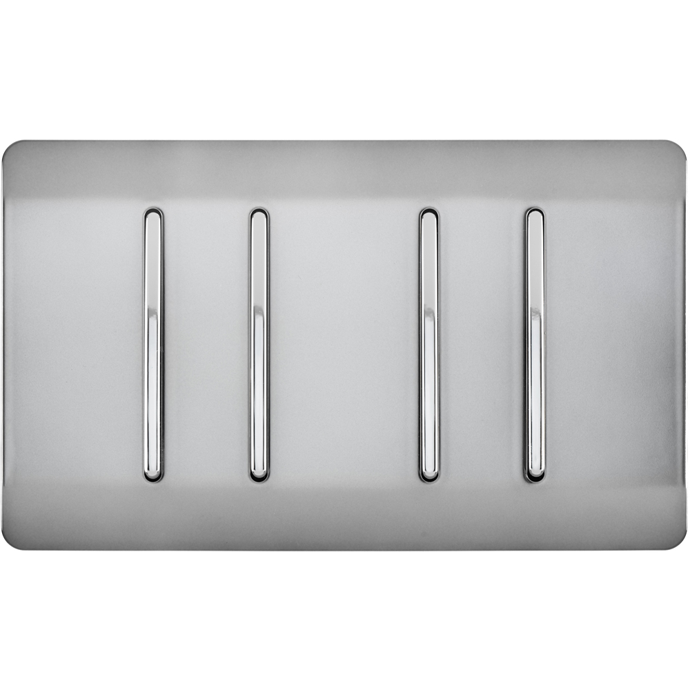 Trendi Switch 4 Gang 10amp 1 or 2 Way Brushed Steel Light Switch
