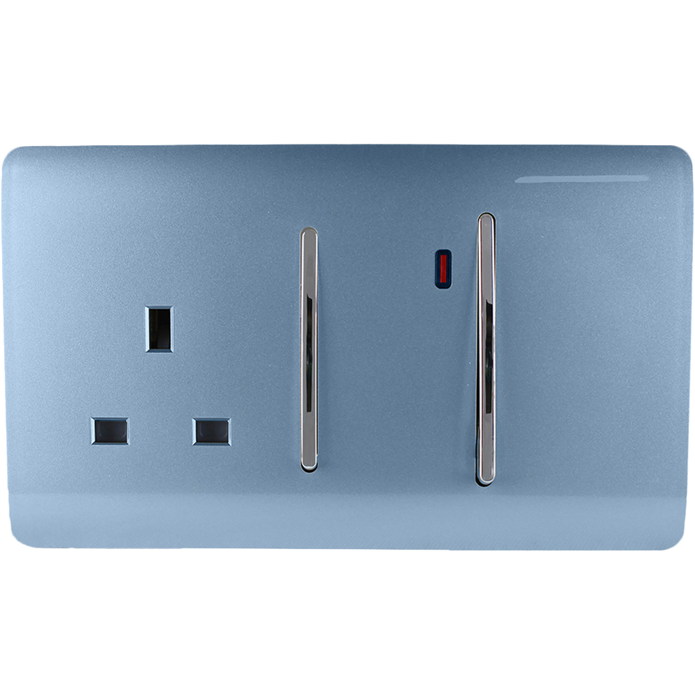 Trendi Switch Cooker Switch and Plug Socket with Neon - Sky Blue