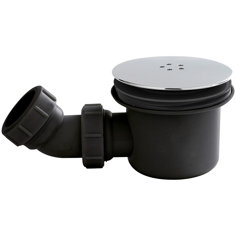 nuie Matt Black and Chrome Fast Flow Shower Waste