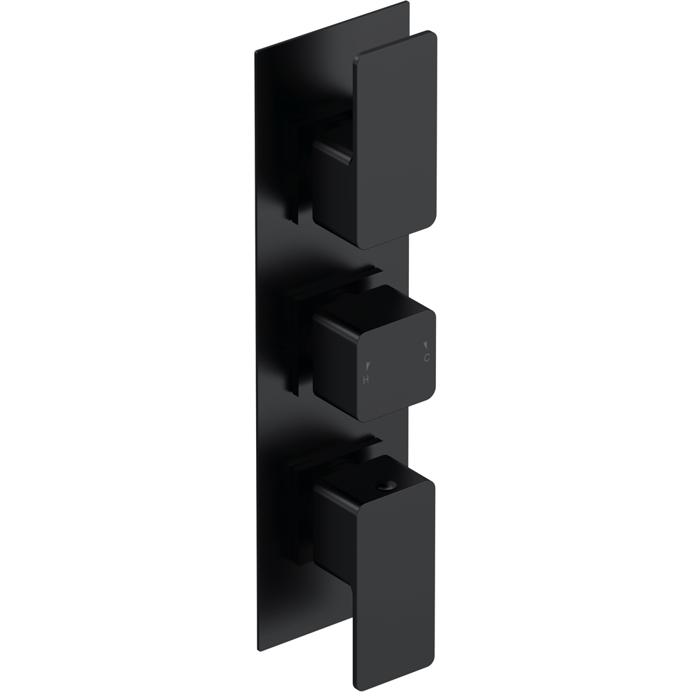 nuie Windon Matt Black Triple Thermostatic Valve