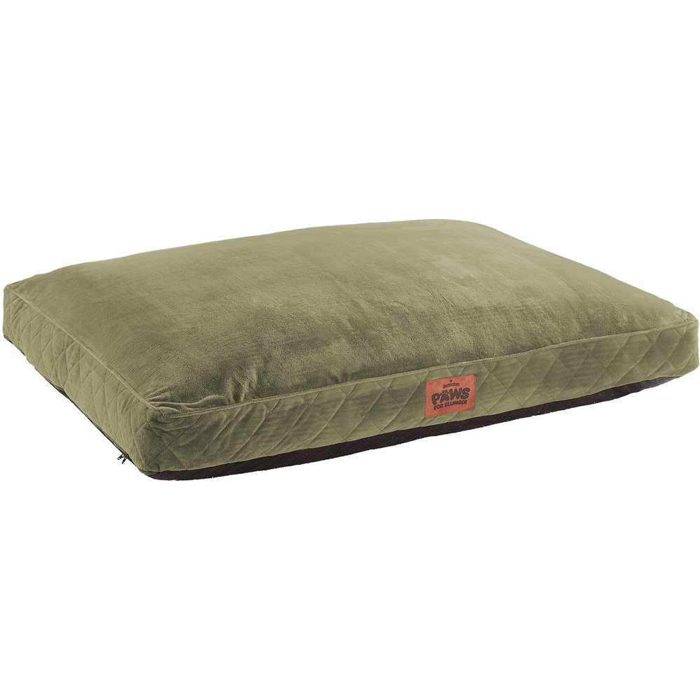 Slumberdown Extra Large Green Padded Pet Bed - Comfortable Hollow Fibre Filling - Machine Washable Cover - Non-Slip Base
