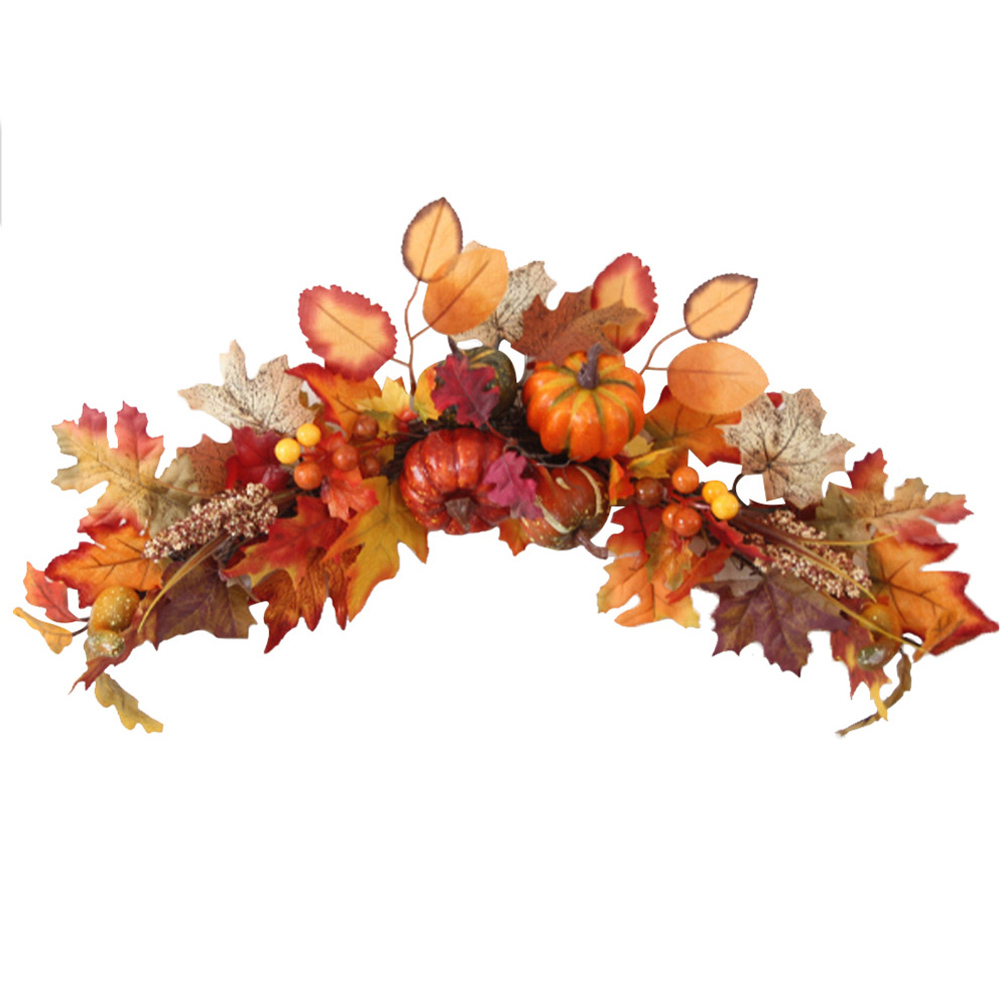 Living and Home LED Wreath with Maple Leaves Pumpkins and Berries 60cm