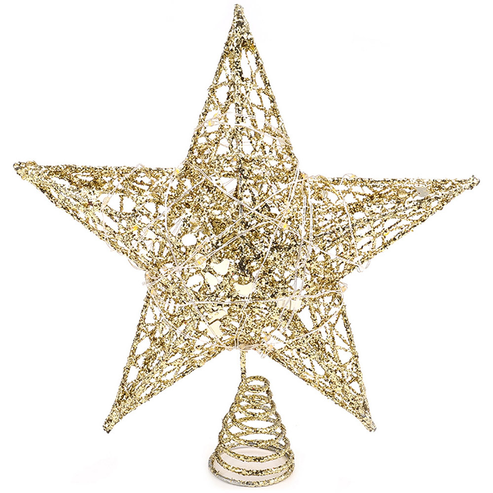 Living and Home Gold Sequins Star Christmas Tree Topper 20cm