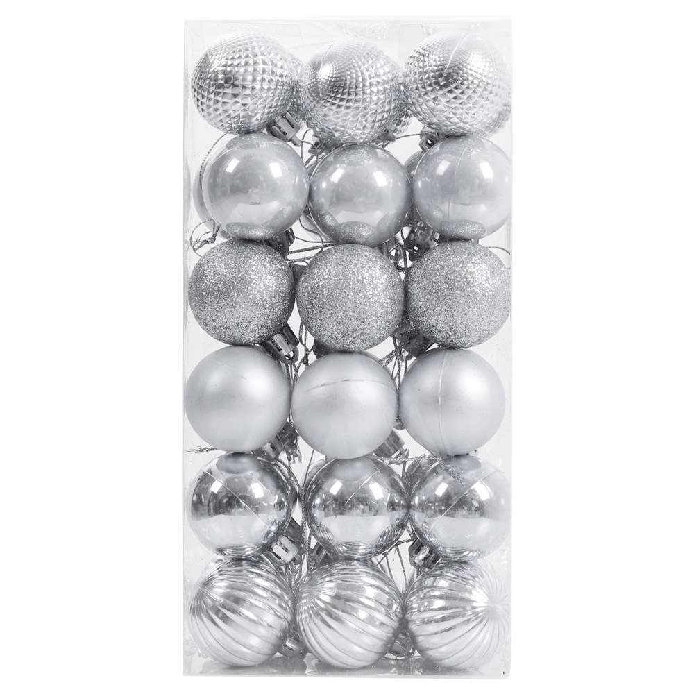 Living and Home Silver Bauble 36 Pack
