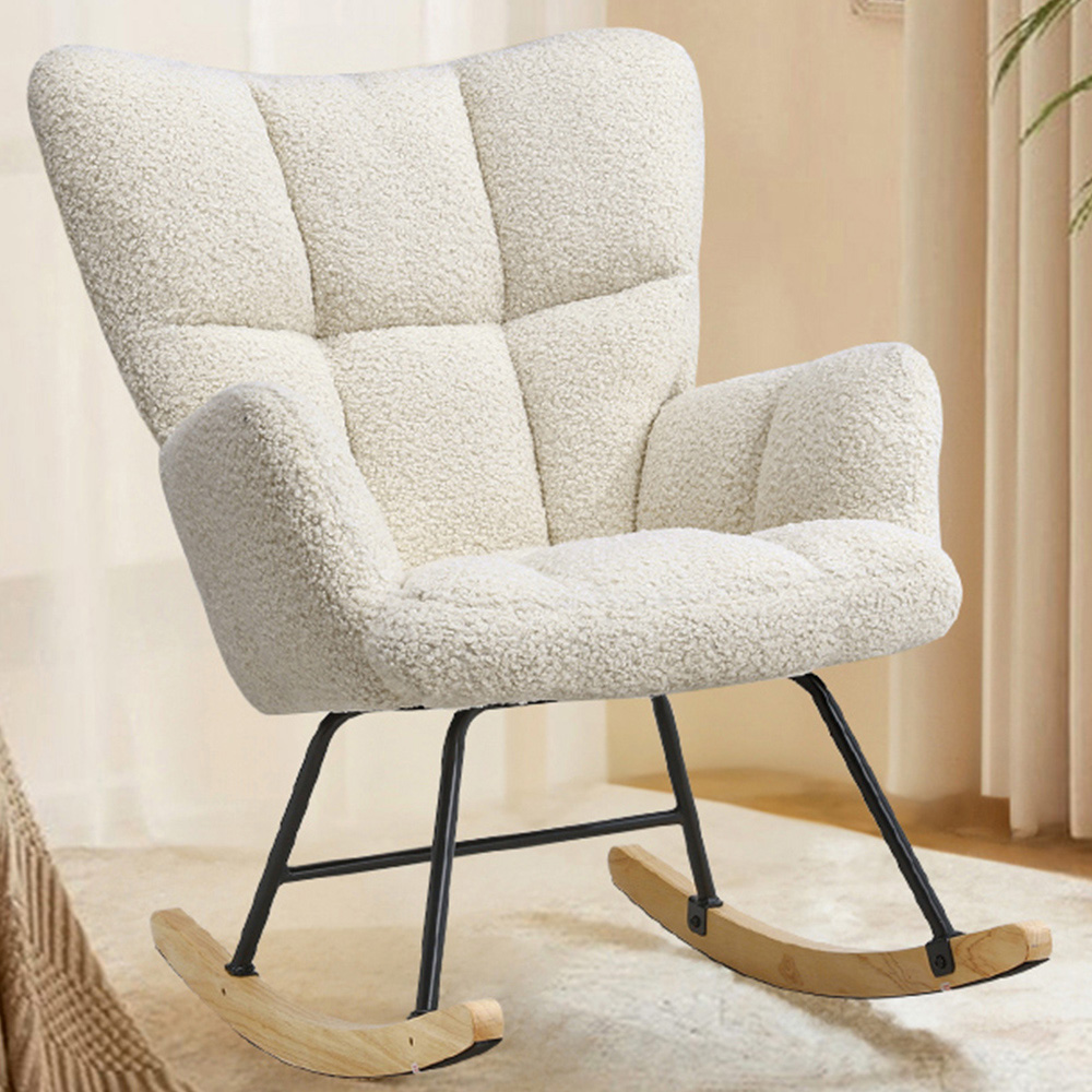 Living and Home White Sherpa Tufted Rocking Chair
