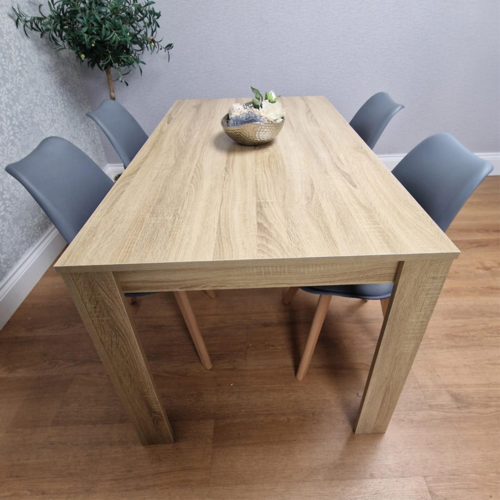 Kosy Koala 4 Seater Plastic Dining Table Set Oak Effect and Grey