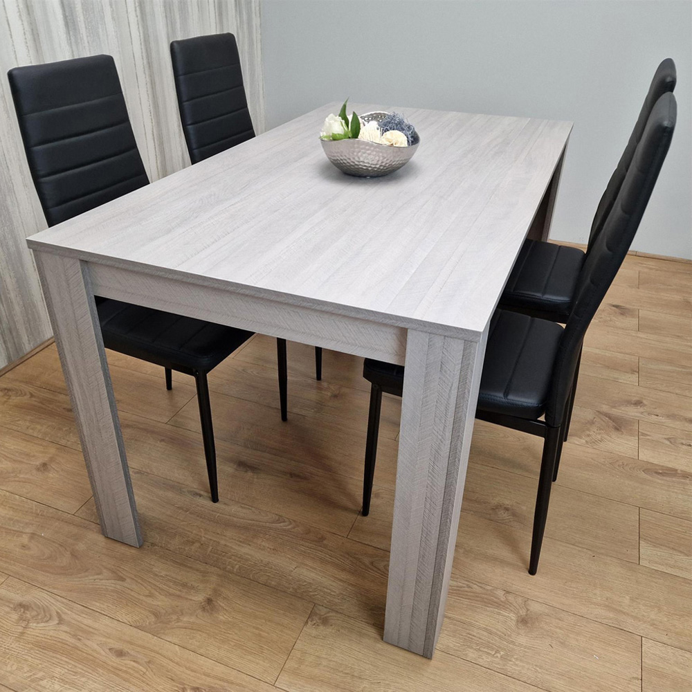 Kosy Koala 4 Seater Faux Leather Arrow Design Dining Set Grey and Black