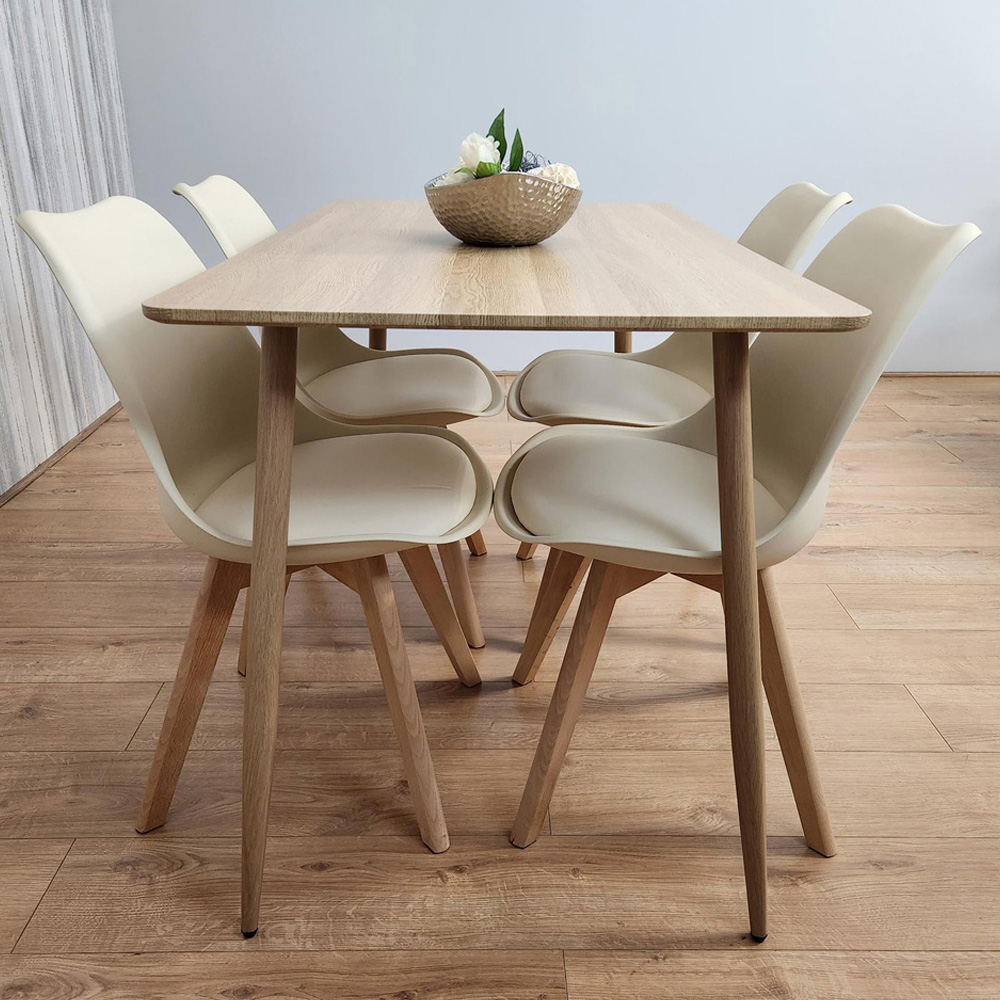 Kosy Koala 4 Seater Plastic Dining Set Wood Effect and Cream