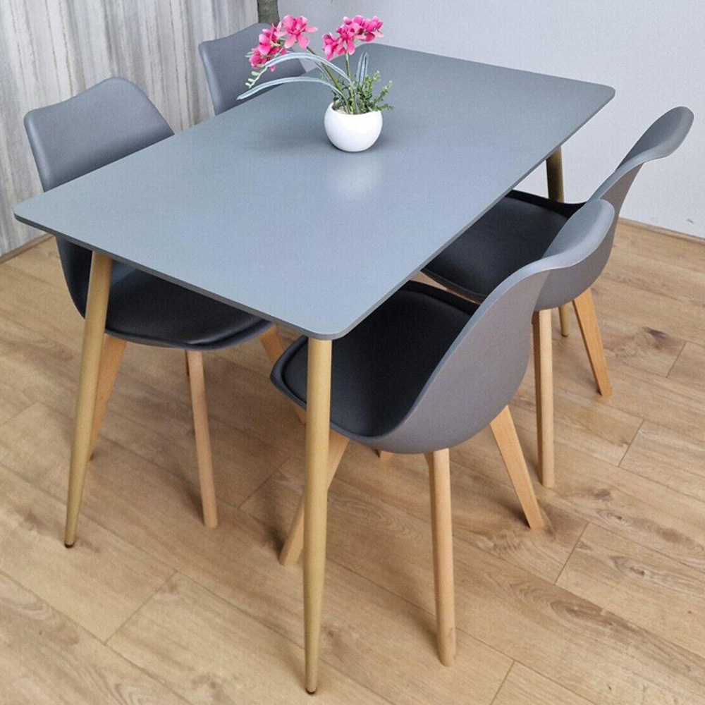 Kosy Koala 4 Seater Plastic and Faux Leather Dining Set Dark Grey
