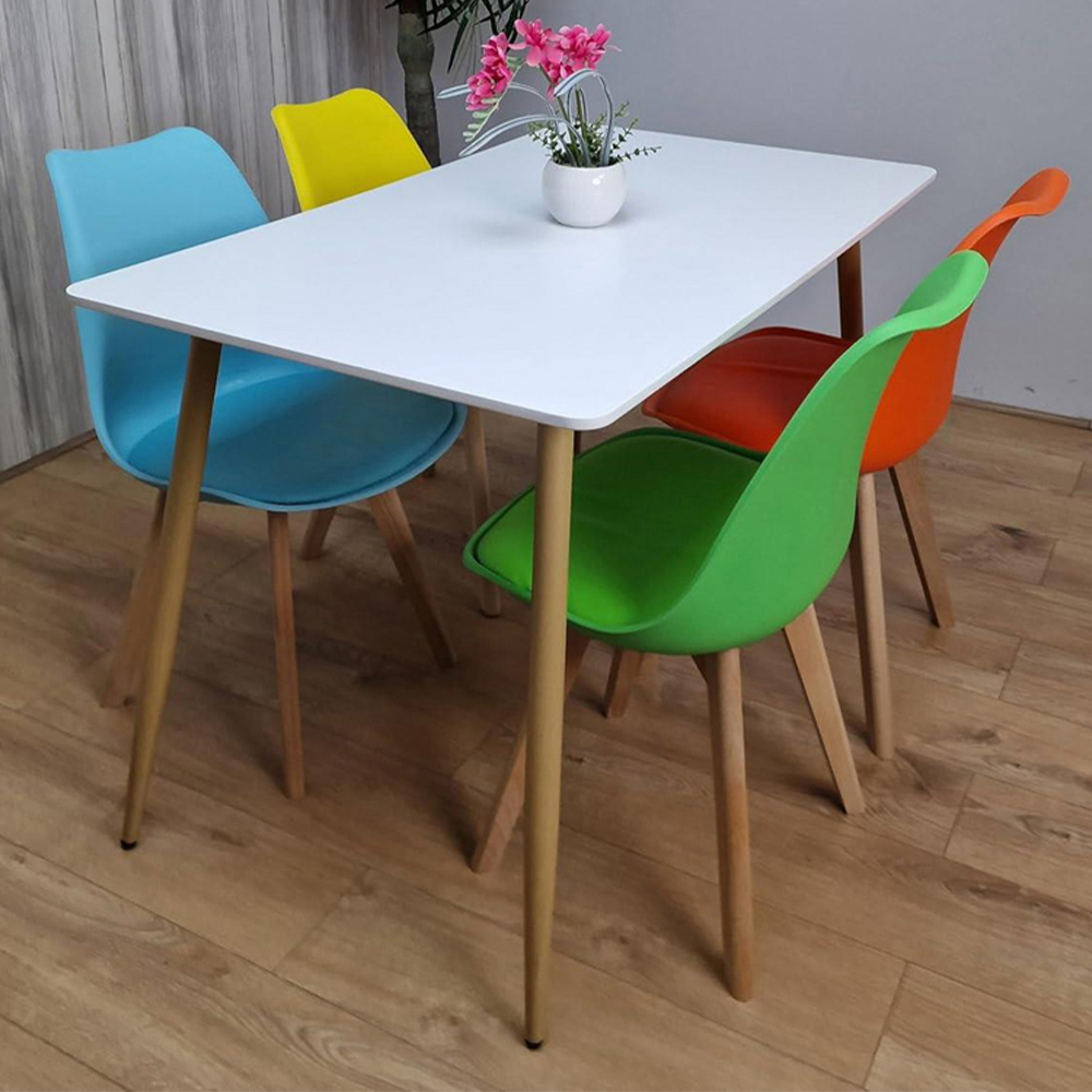 Kosy Koala 4 Seater Plastic and Faux Leather Rectangular Dining Set Multicolour