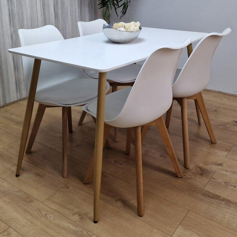 Kosy Koala 4 Seater Plastic and Faux Leather Rectangular Dining Set White