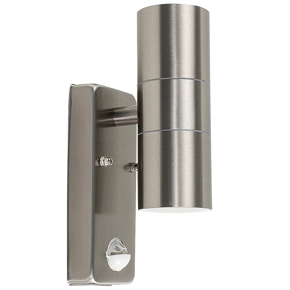 ValueLights Silver Outdoor Wall Up Down Light with PIR Motion Sensor