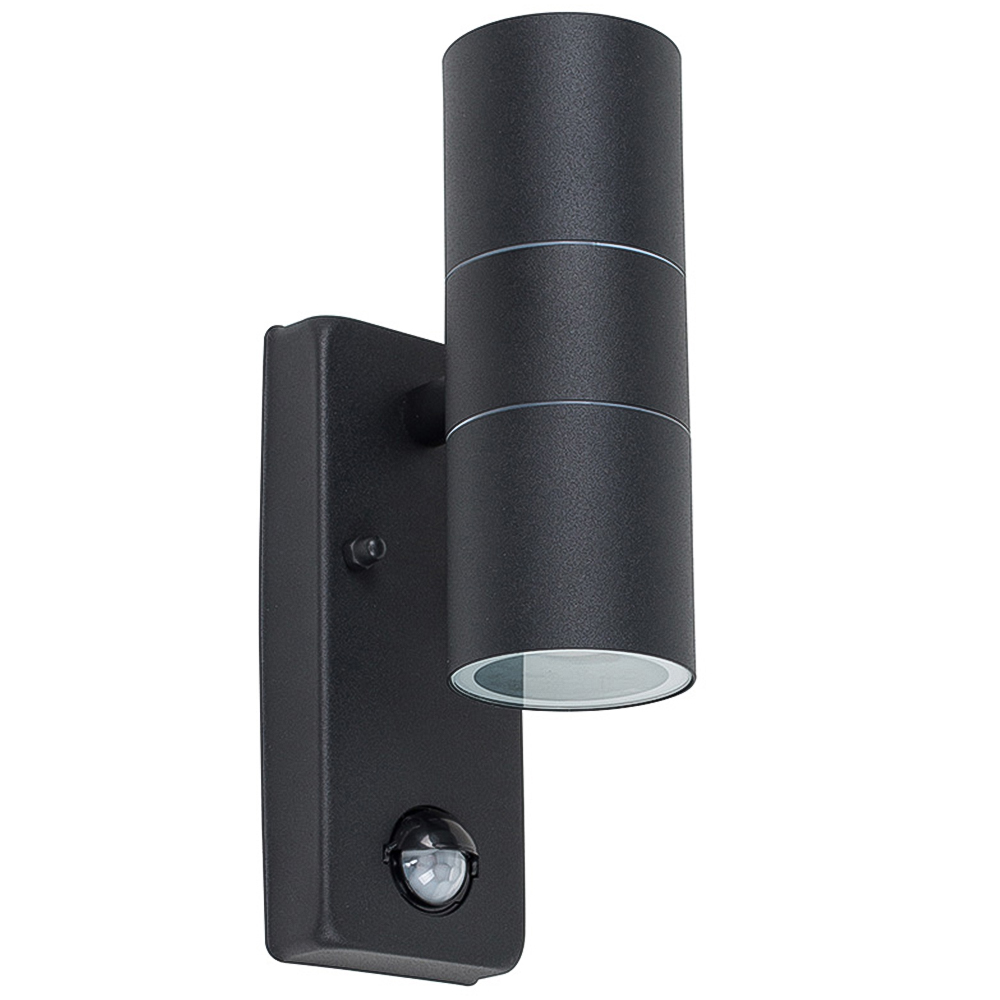 ValueLights Black Outdoor Wall Up Down Light with PIR Motion Sensor