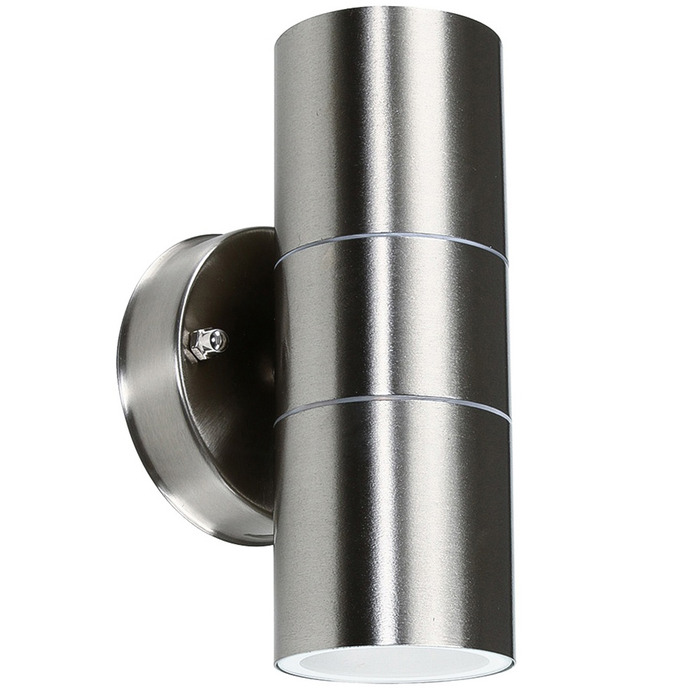 ValueLights Gainsford Silver Outdoor Wall Up Down Light with Dusk till Dawn Sensor
