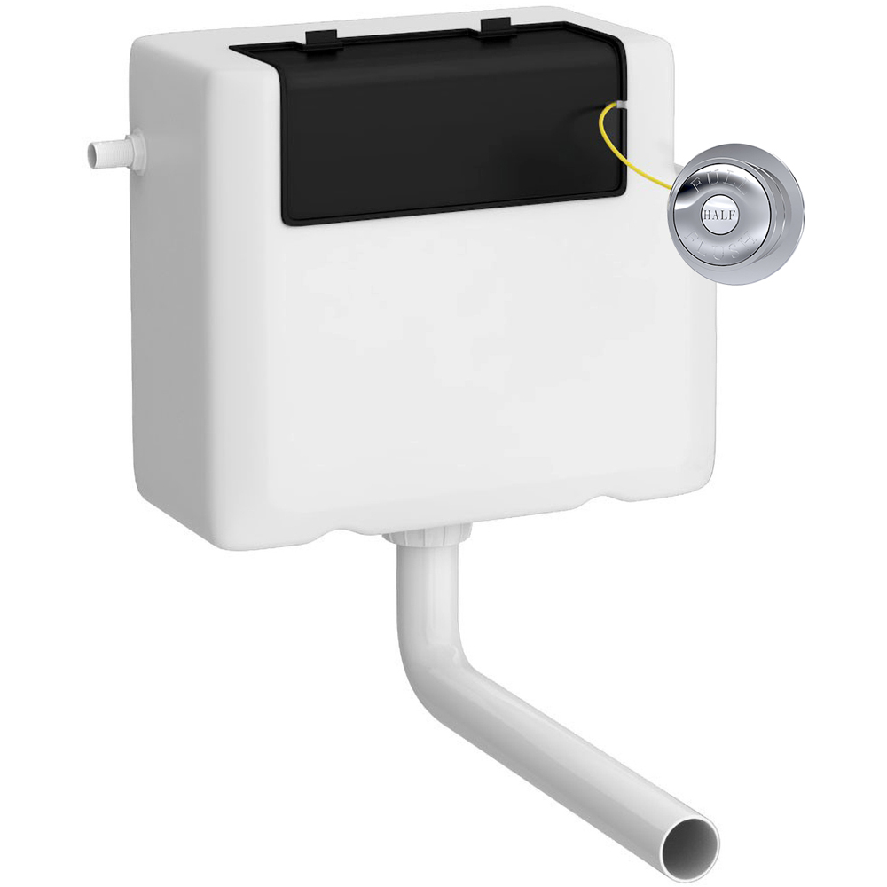 nuie White and Black Universal Access Cistern with Chrome Flush Plate 340mm