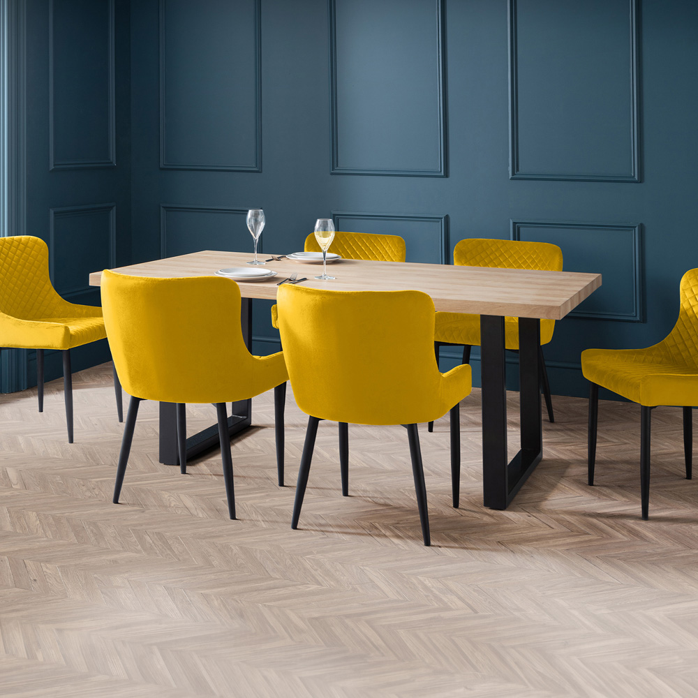 Julian Bowen Berwick 6 Seater Rectangular Dining Set - Mustard Yellow Oak Wood