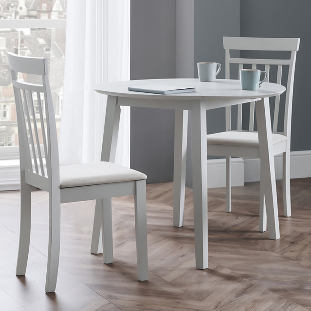 Julian Bowen Coast 2 Seater Grey Dropleaf Table Set - Space-Saving Dining Set - Grey Lacquered Finish