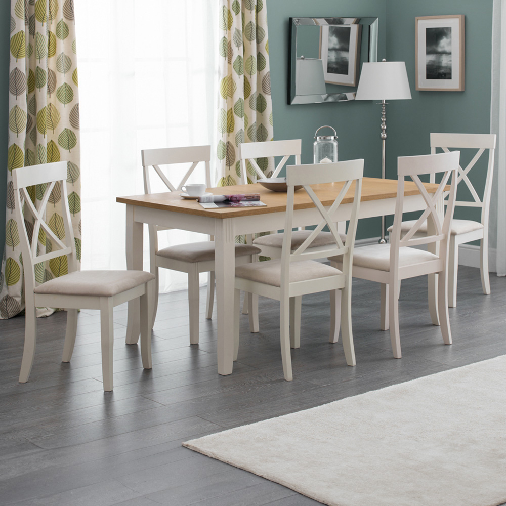 Julian Bowen White Davenport Seater Dining Set Oak And Ivory Size 6
