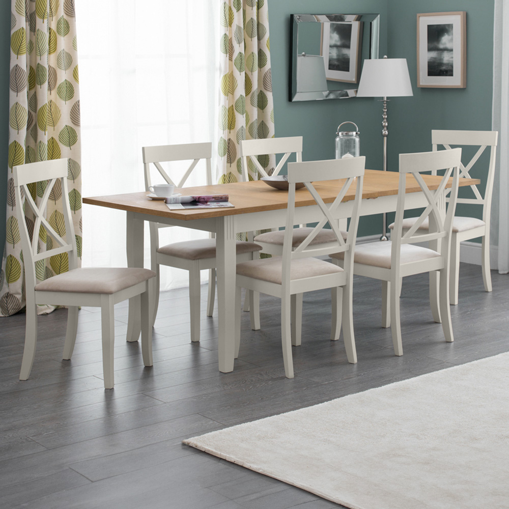 Julian Bowen White Davenport Seater Extending Dining Set Oak And Ivory Size 6