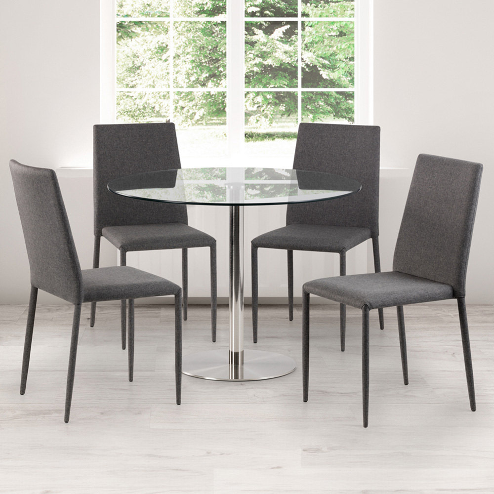 Julian Bowen Jazz Fabric Chairs - Set of 4 - Slate Grey - Linen/Steel