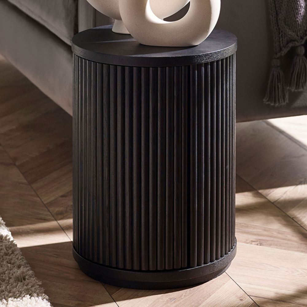 Julian Bowen Louis Single Door Black Fluted Side Table