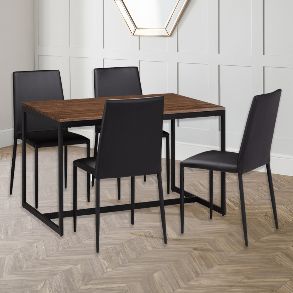 Julian Bowen Black Tribeca Jazz Seater Dining Set Walnut And Size 4