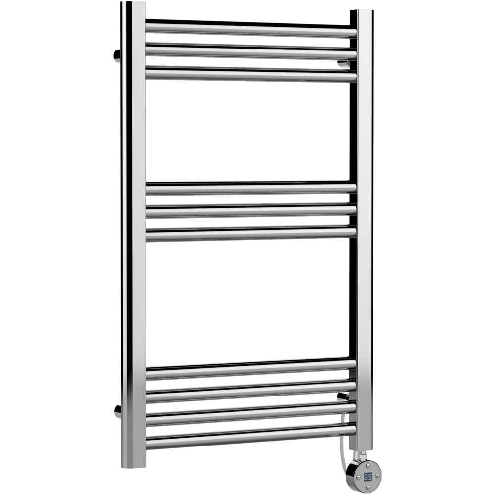 Nuie Hudson Reed Chrome Electric Round Tube Towel Rail 800 X 500Mm Silver Size 8