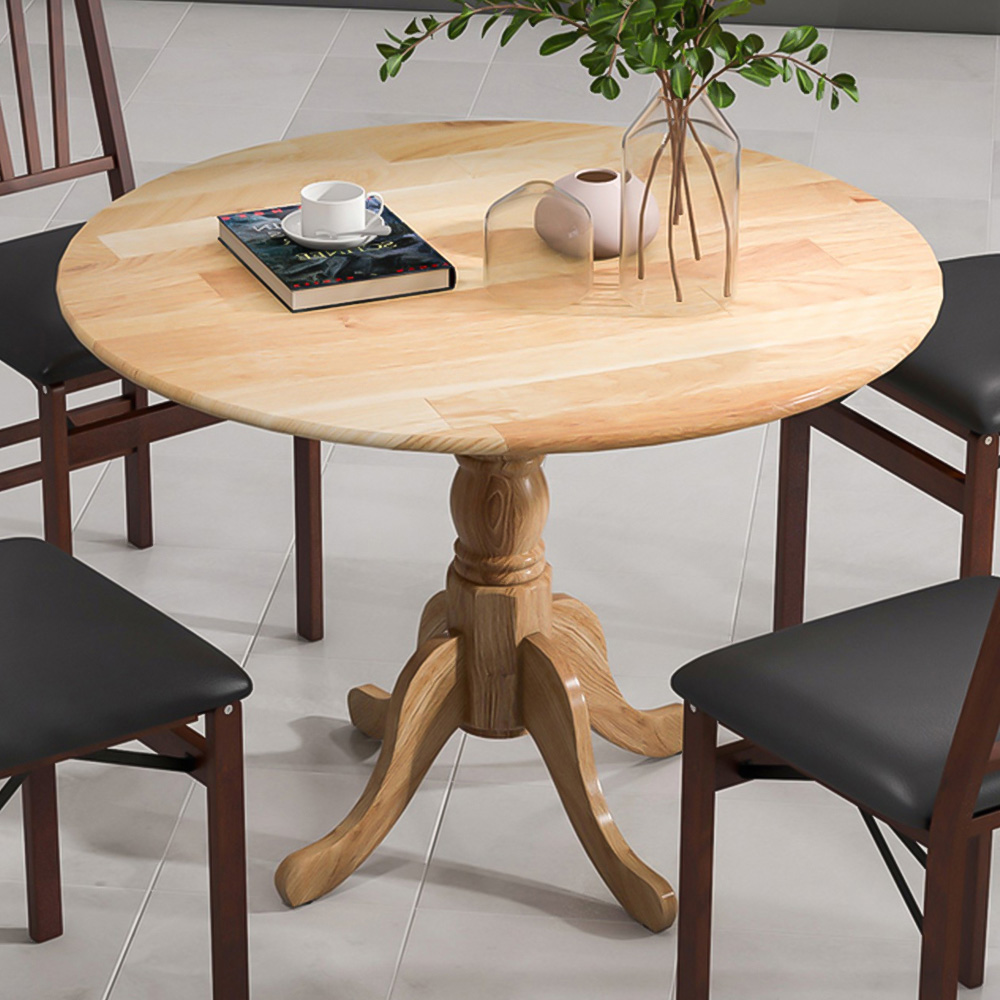 Costway 4 Seater Natural Wooden Round Dining Table