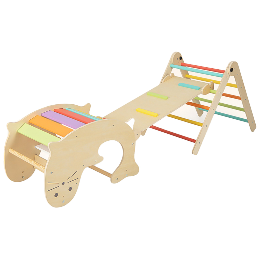 Costway Multicolour Kids 7 in 1 Wooden Foldable Indoor Climbing Toy