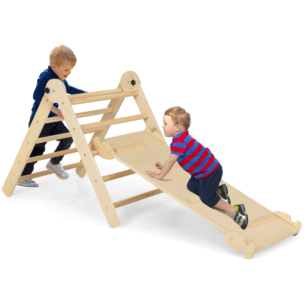 Costway 3 in 1 Natural Kids Foldable Climbing Toy