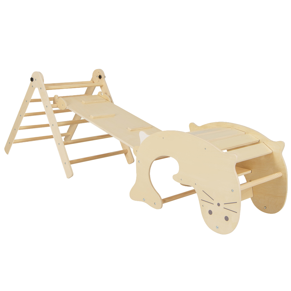 Costway Natural Kids 7 in 1 Wooden Foldable Indoor Climbing Toy