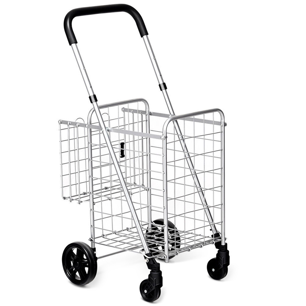 Costway Silver Folding Height Adjustable Shopping Trolley