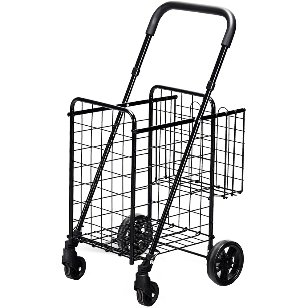 Costway Black Folding Height Adjustable Shopping Trolley